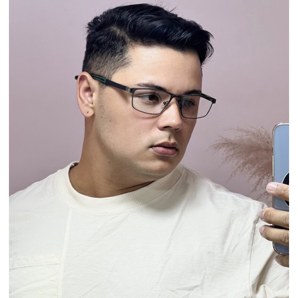 Armação de Óculos 202402 Esportivo Retangular Grafite e Verde